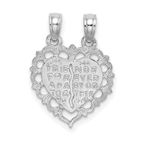 14k White Gold BEST FRIEND 2 Piece Break-Apart Heart Charm-D1097W