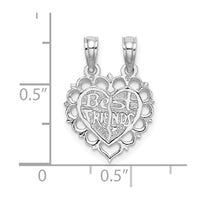 14k White Gold BEST FRIEND 2 Piece Break-Apart Heart Charm-D1097W