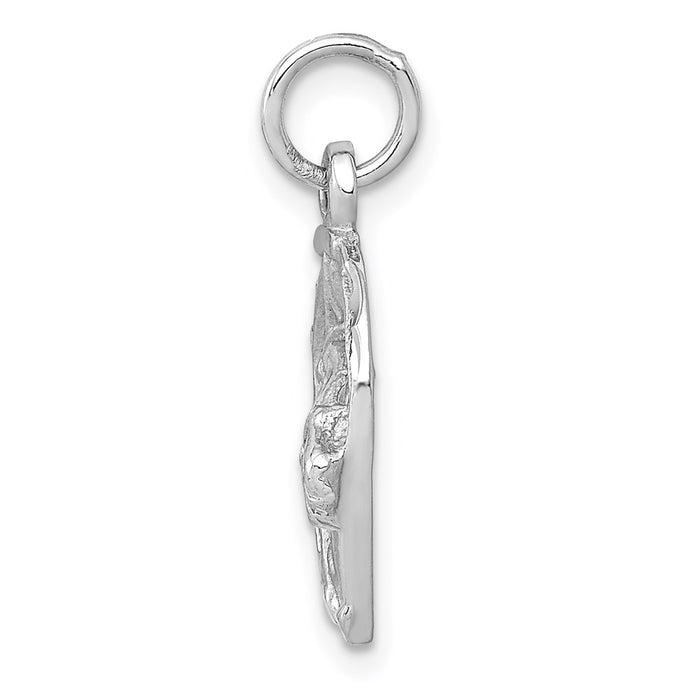 14k White Gold Diamond-cut Horse Head in Horseshoe Charm-D1103