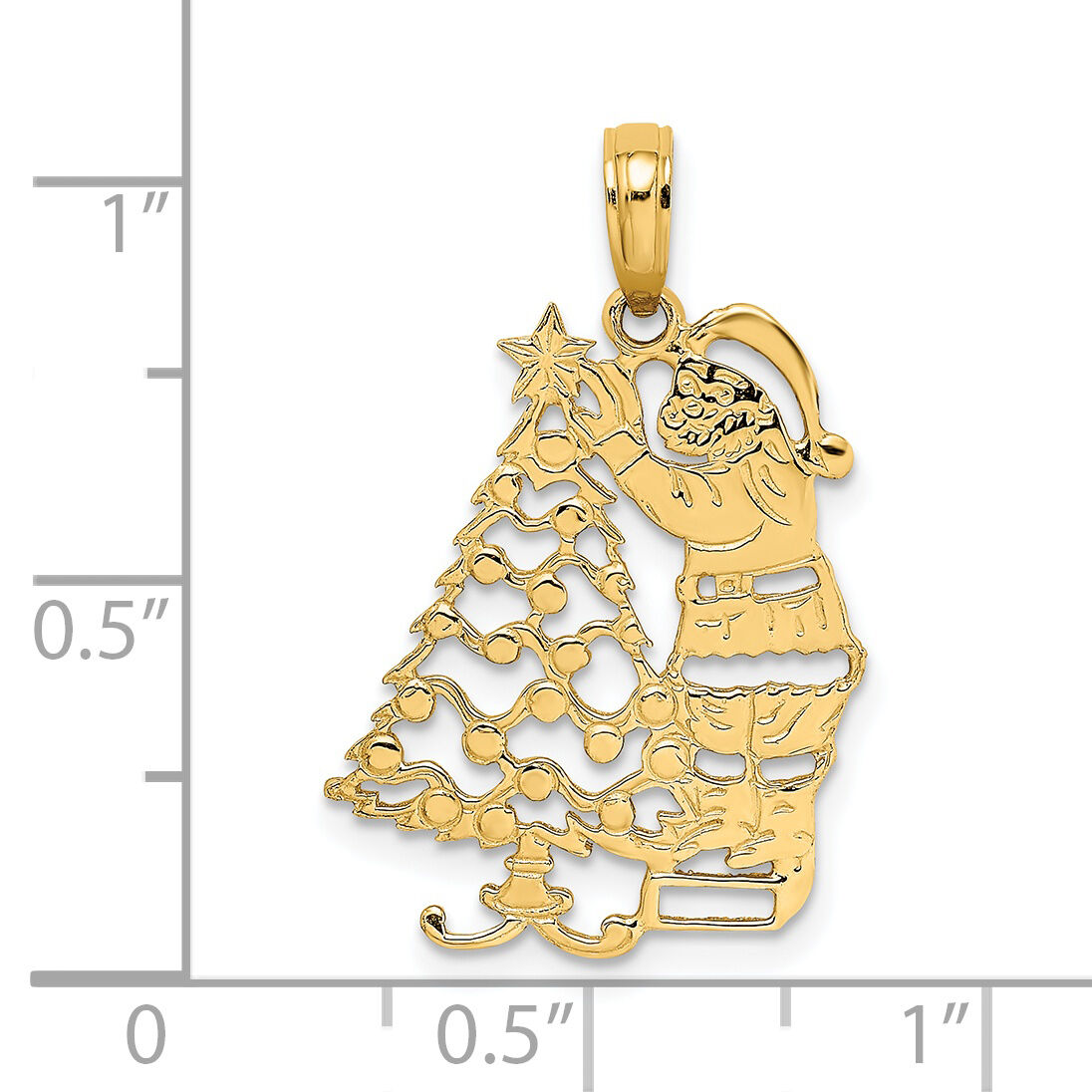 14k Polished Christmas Tree and Santa Charm-D1119