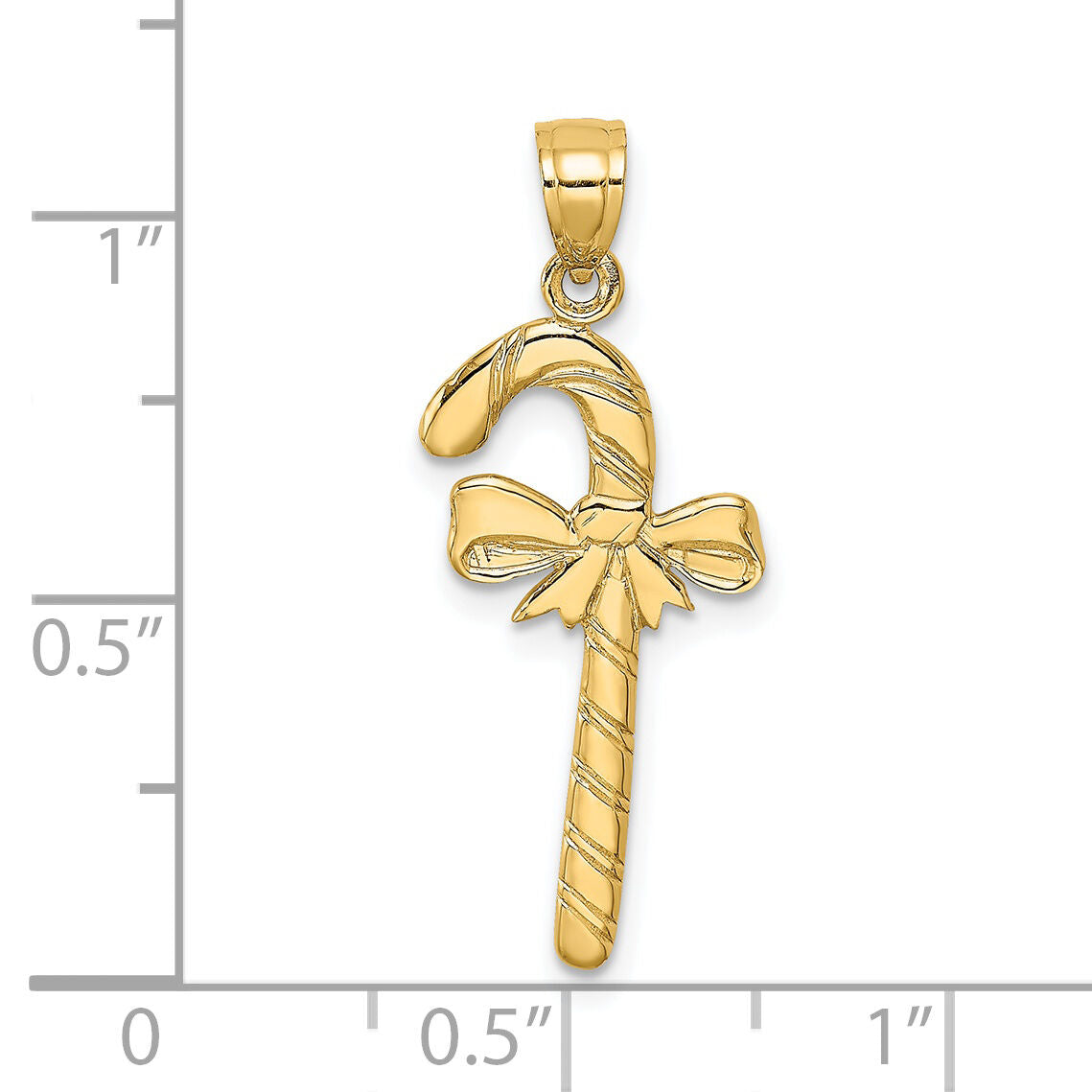 14k Solid Polished Candy Cane Charm-D1124
