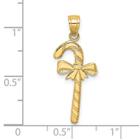 14k Solid Polished Candy Cane Charm-D1124