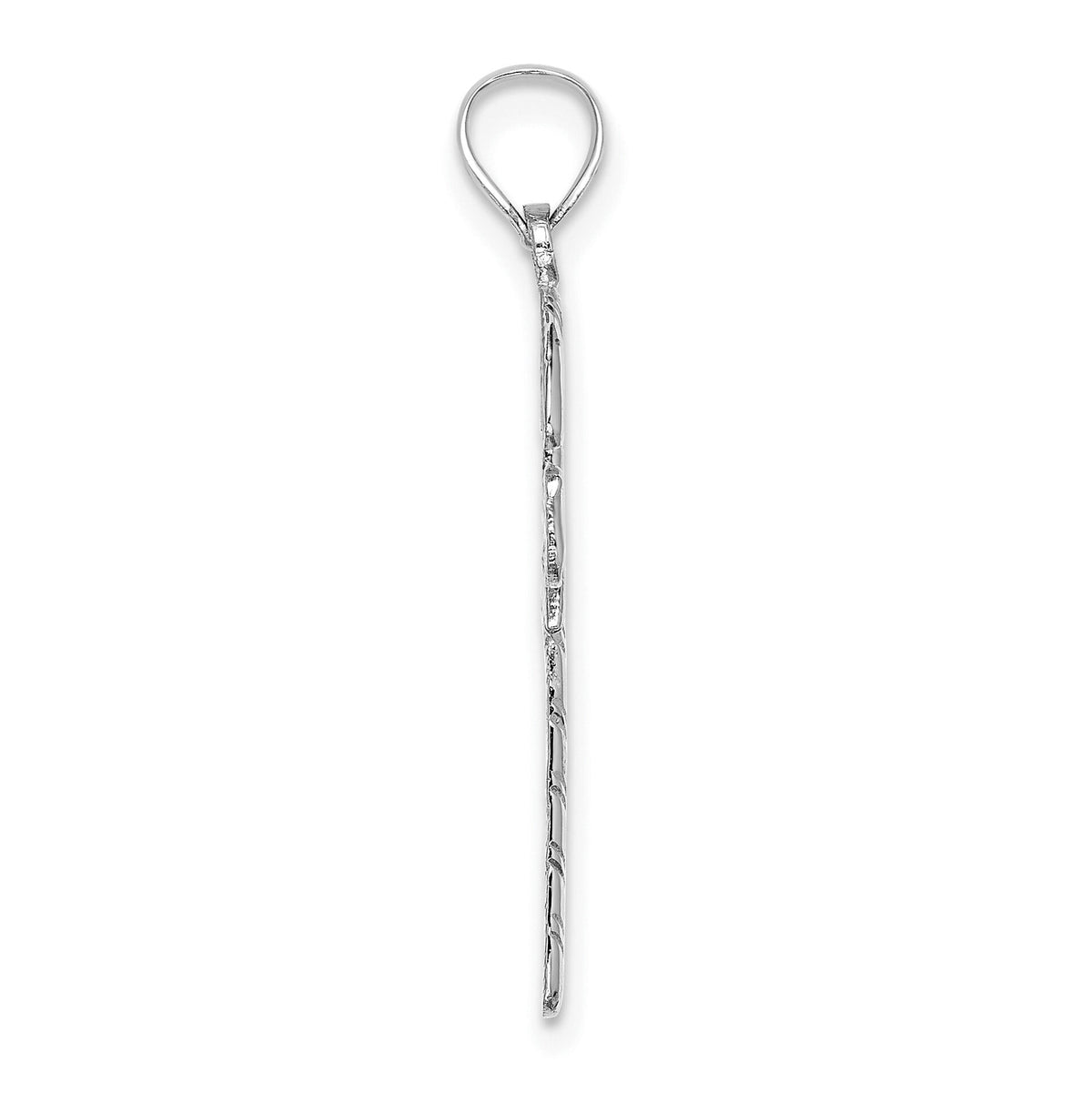 14K White Gold Solid Polished Candy Cane Pendant-D1124W