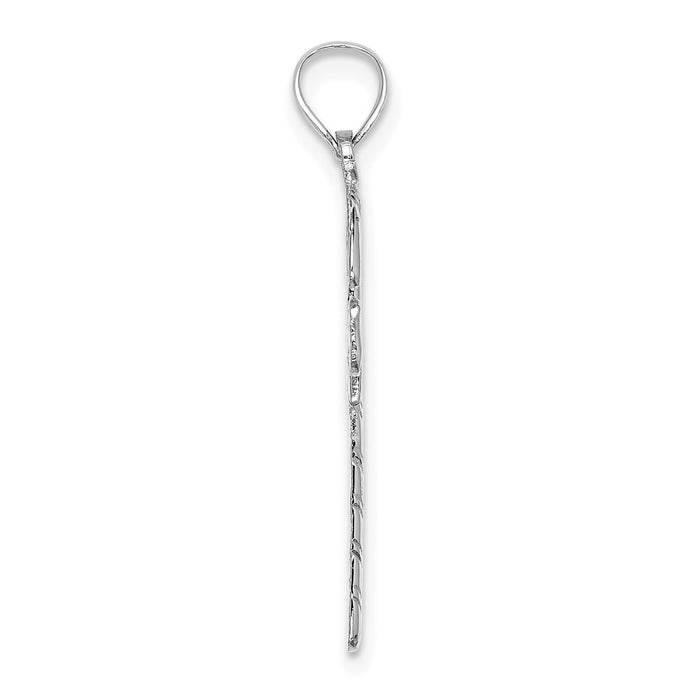 14K White Gold Solid Polished Candy Cane Pendant-D1124W