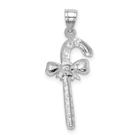 14K White Gold Solid Polished Candy Cane Pendant-D1124W
