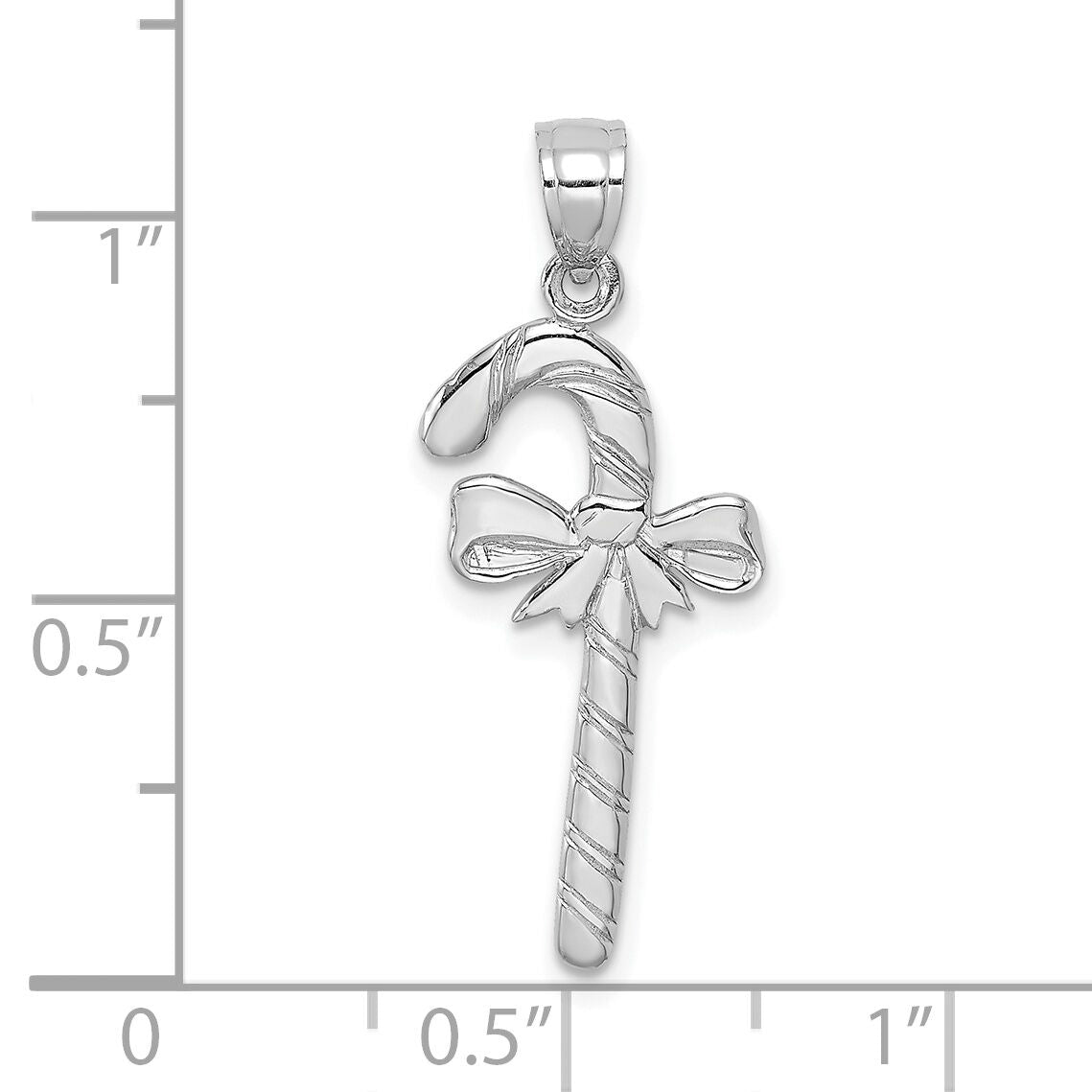 14K White Gold Solid Polished Candy Cane Pendant-D1124W
