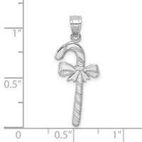 14K White Gold Solid Polished Candy Cane Pendant-D1124W