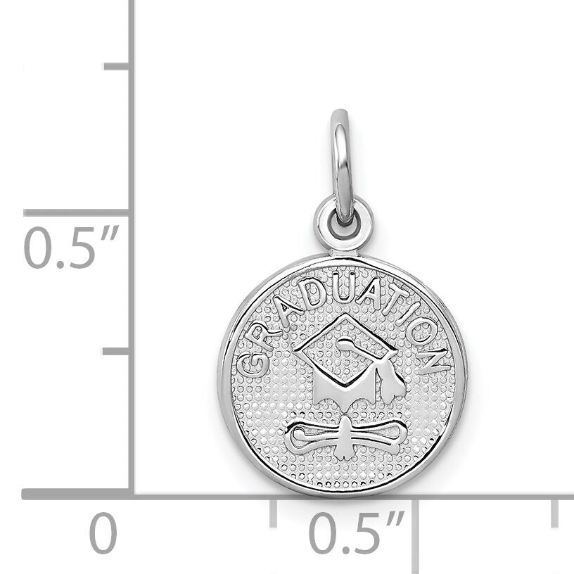 14k White Gold Polished GRADUATION Disc Charm-D1134