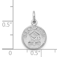 14k White Gold Polished GRADUATION Disc Charm-D1134