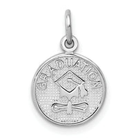 14k White Gold Polished GRADUATION Disc Charm-D1134