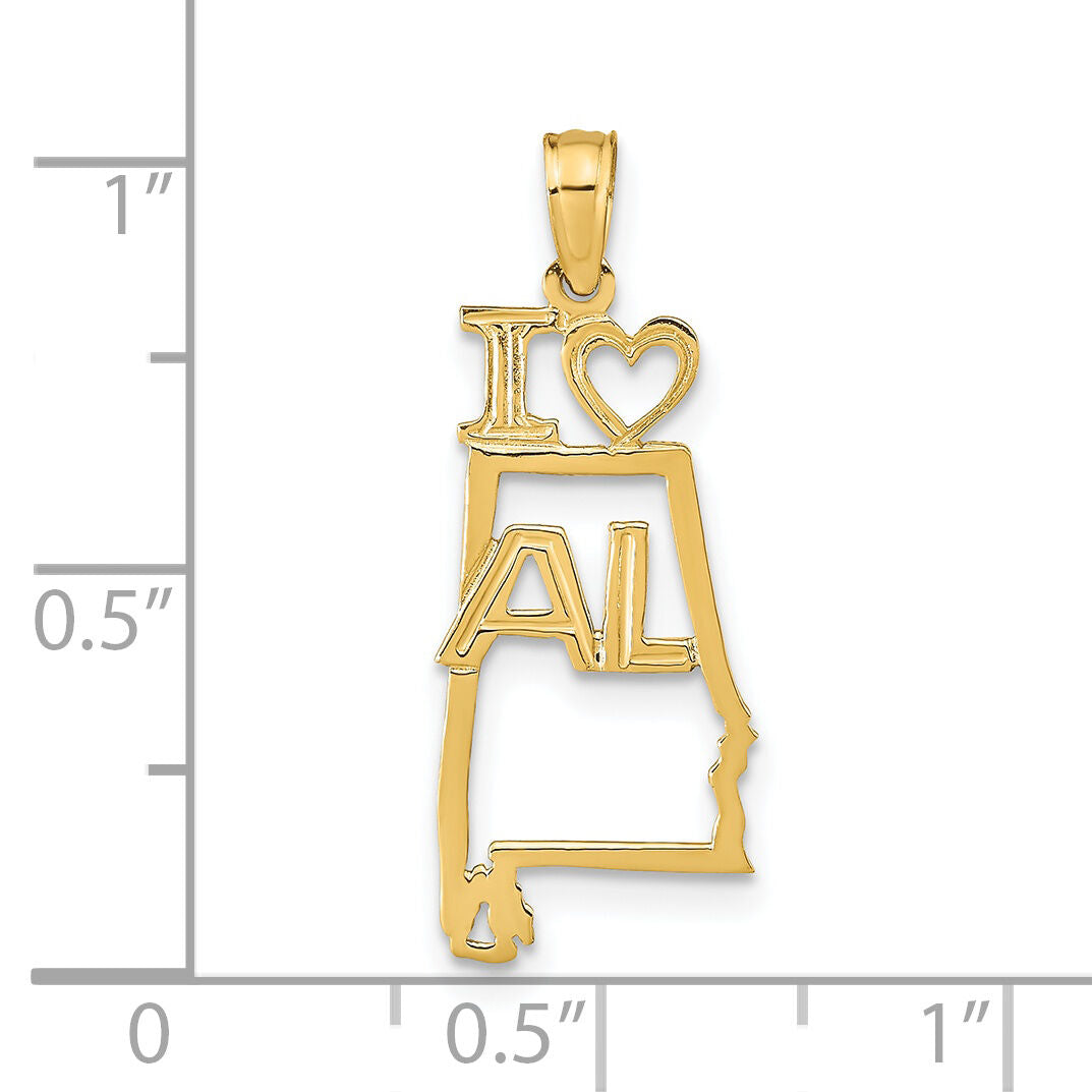 14k Solid Alabama State Pendant-D1149