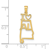 14k Solid Alabama State Pendant-D1149