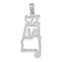 14K White Gold Solid Alabama State Pendant-D1149W