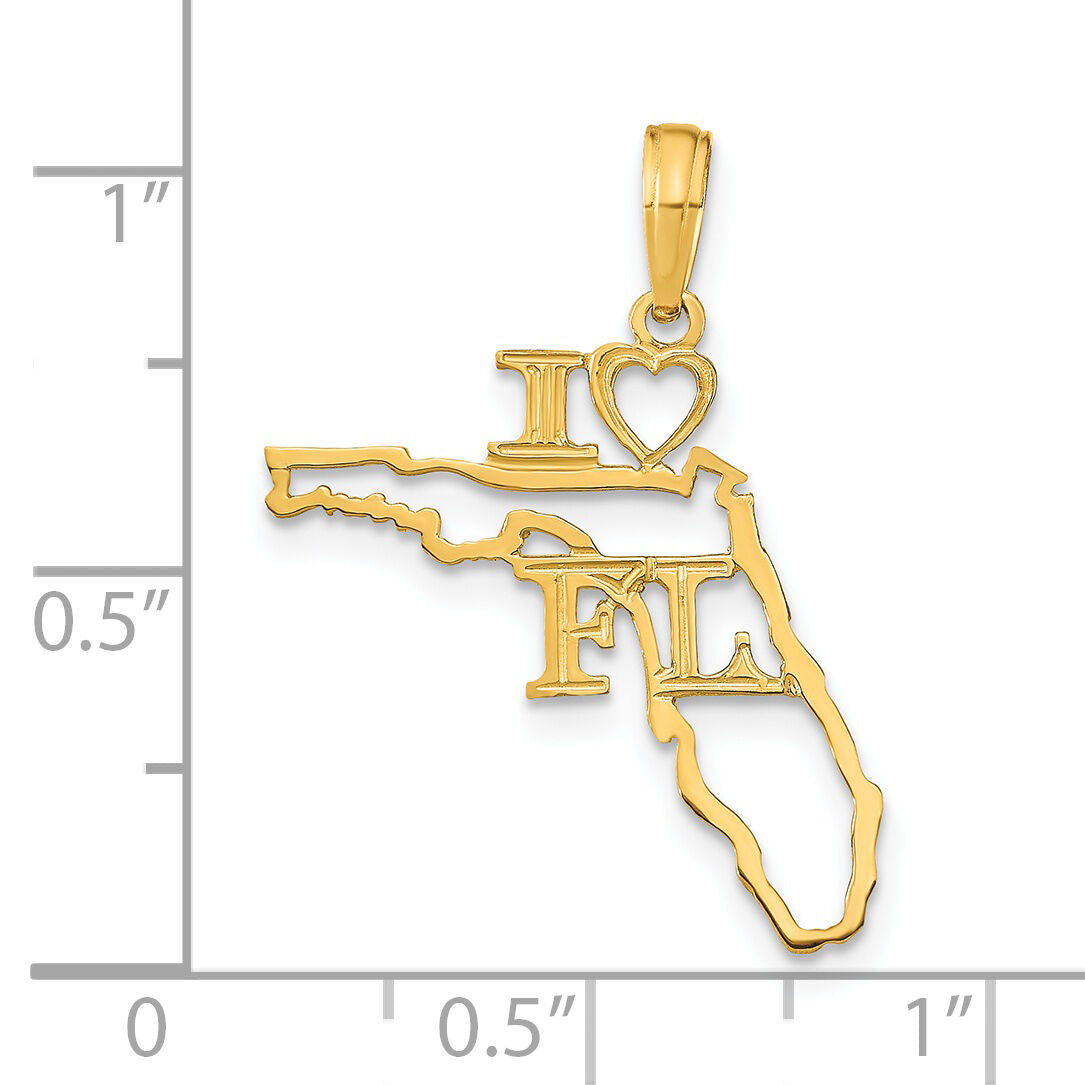 14k Solid Florida State Pendant-D1156
