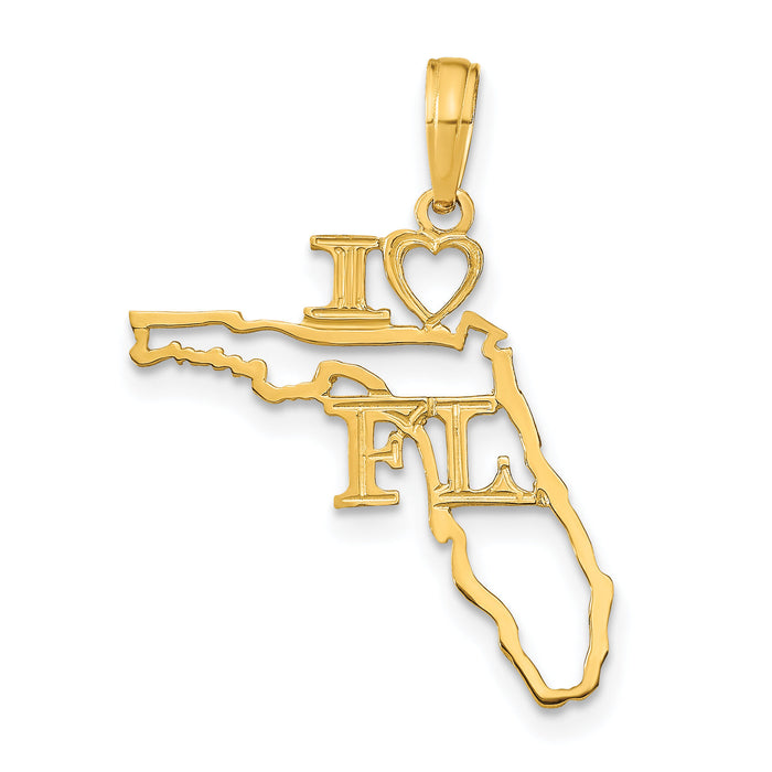 14k Solid Florida State Pendant-D1156