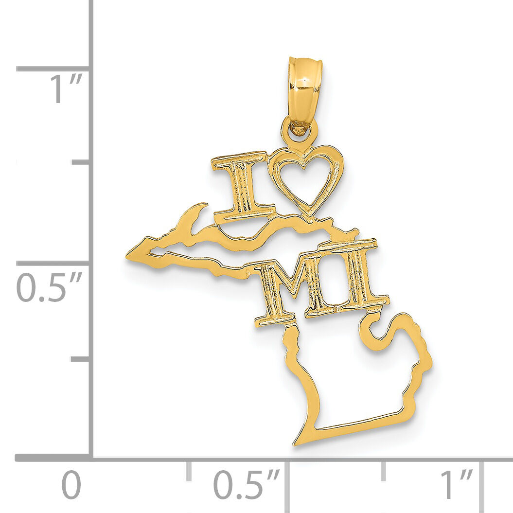 14k Solid Michigan State Pendant-D1169