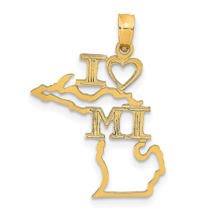 14k Solid Michigan State Pendant-D1169