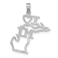 14K White Gold Solid Michigan State Pendant-D1169W
