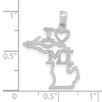 14K White Gold Solid Michigan State Pendant-D1169W