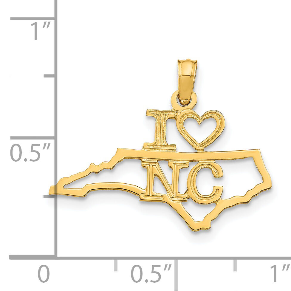 14k Solid North Carolina State Pendant-D1175