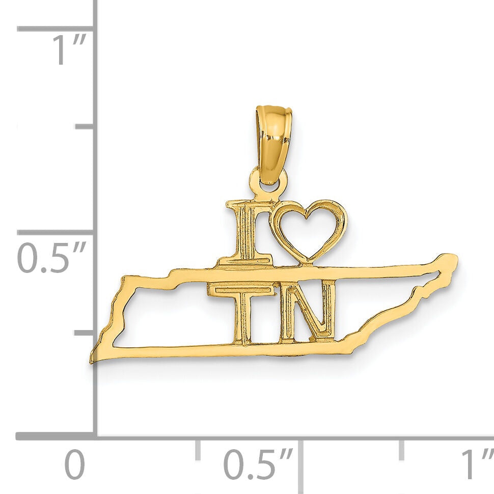 14k Solid Tennessee State Pendant-D1189
