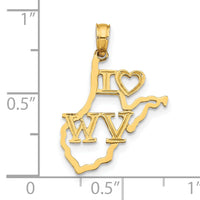 14k Solid West Virginia State Pendant-D1196