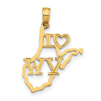 14k Solid West Virginia State Pendant-D1196