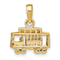 14k Solid Polished 3-D Trolley Car Pendant-D1201