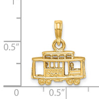 14k Solid Polished 3-D Trolley Car Pendant-D1201