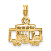 14k Solid Polished 3-D Trolley Car Pendant-D1201