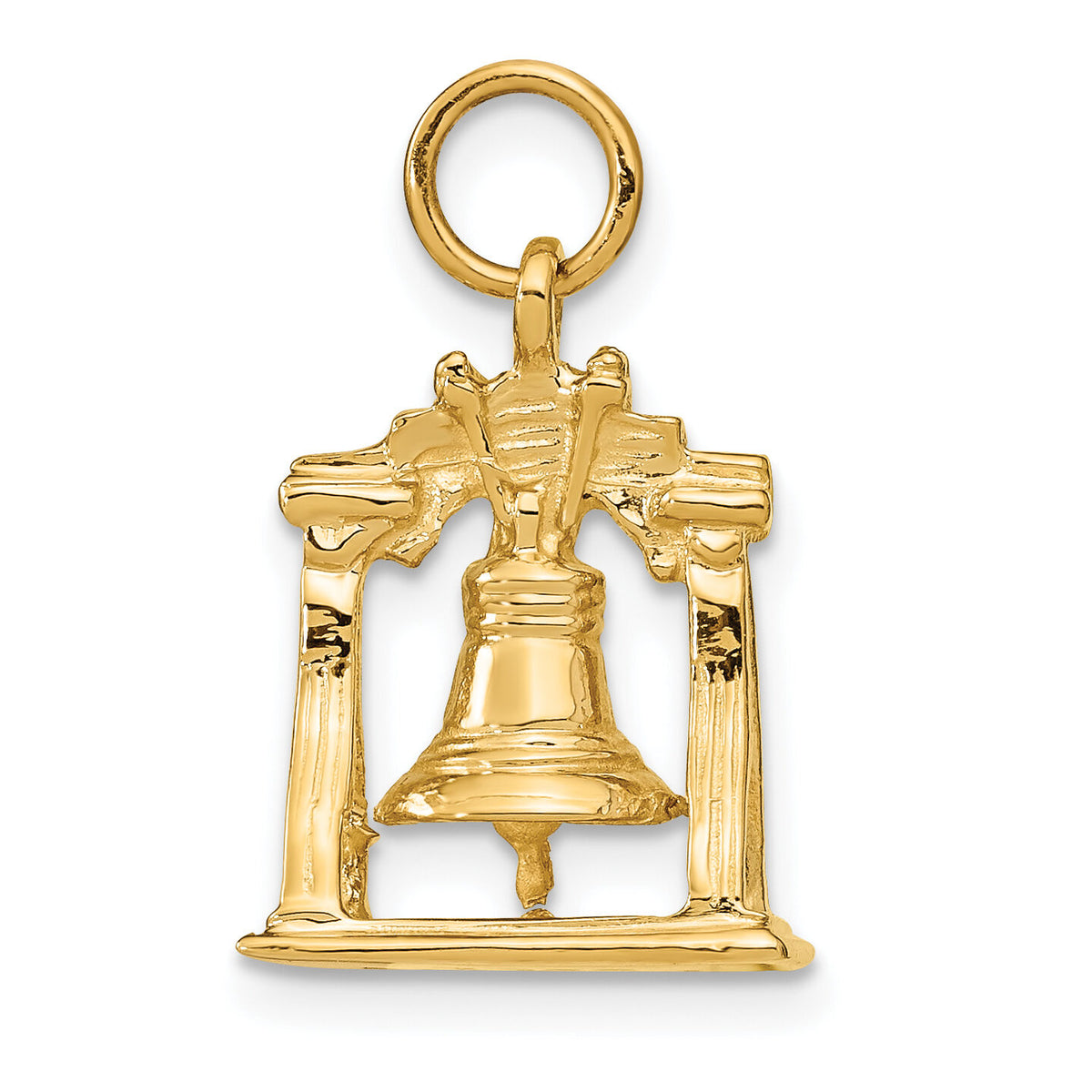 14k Solid Polished 3-D Liberty Bell Charm-D1203