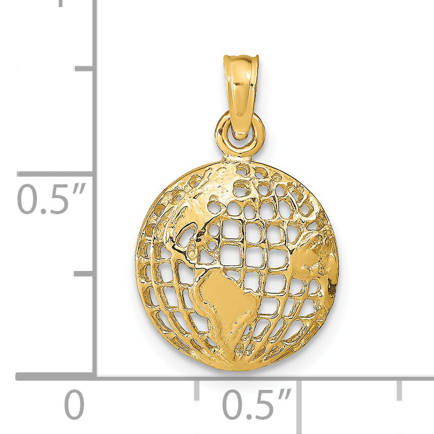 14k Polished Globe Pendant-D1208