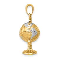 14K w/Rhodium 3-D Moveable Globe Pendant-D1209