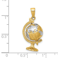 14K w/Rhodium 3-D Moveable Globe Pendant-D1209