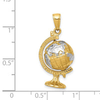14K w/Rhodium 3-D Moveable Globe Pendant-D1209