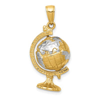 14K w/Rhodium 3-D Moveable Globe Pendant-D1209