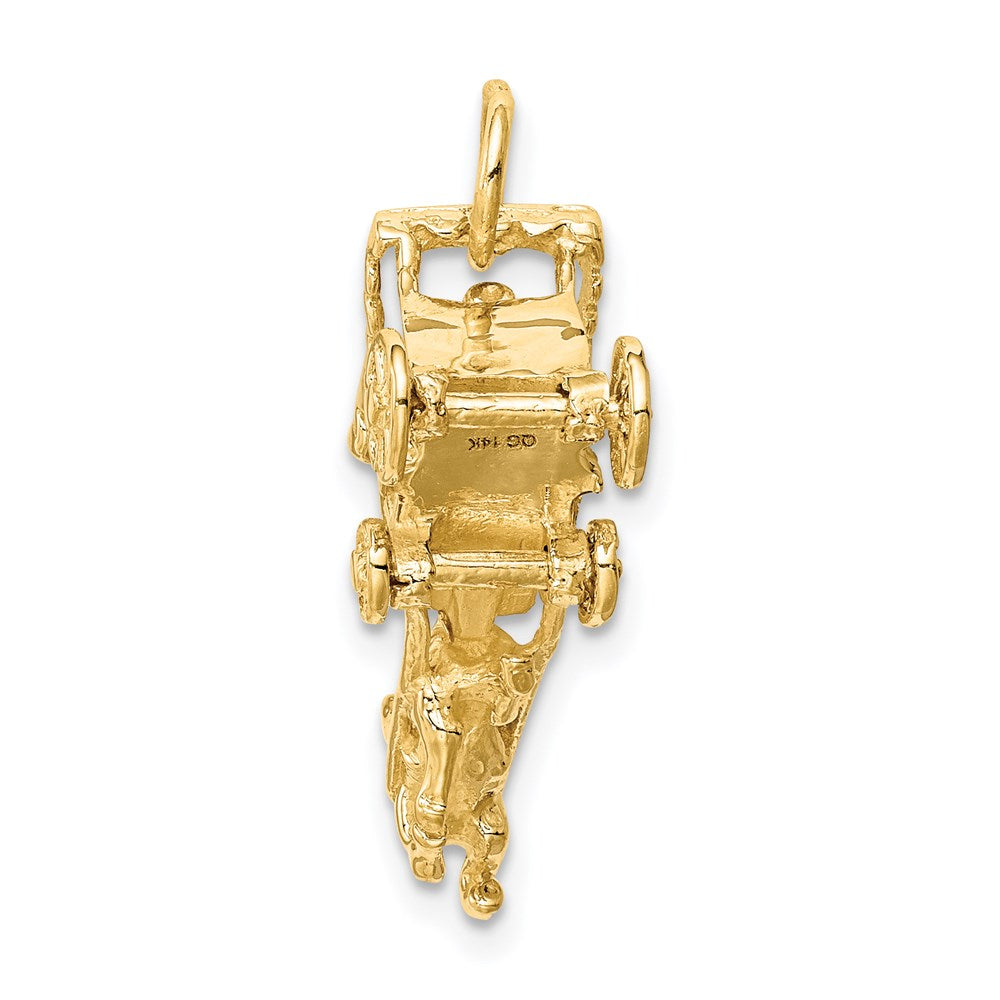 14k Solid Polished 3-Dimensional Horse and Carriage Charm-D1213