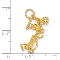 14k Solid Polished 3-Dimensional Horse and Carriage Charm-D1213