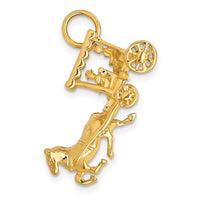 14k Solid Polished 3-Dimensional Horse and Carriage Charm-D1213