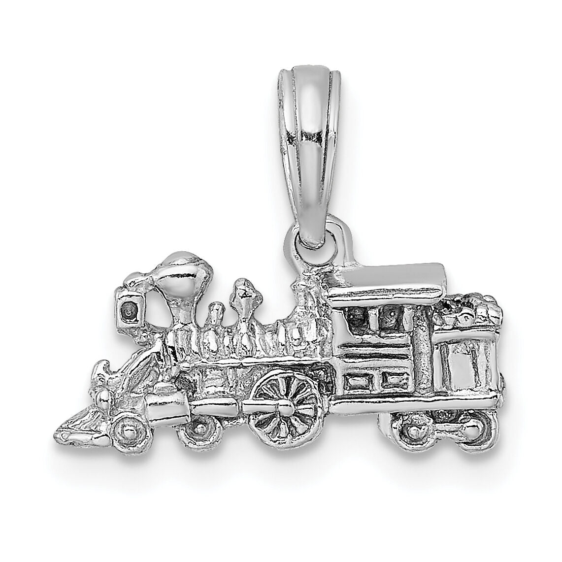 14K White Gold 3-D Miniature Train Charm-D1216W