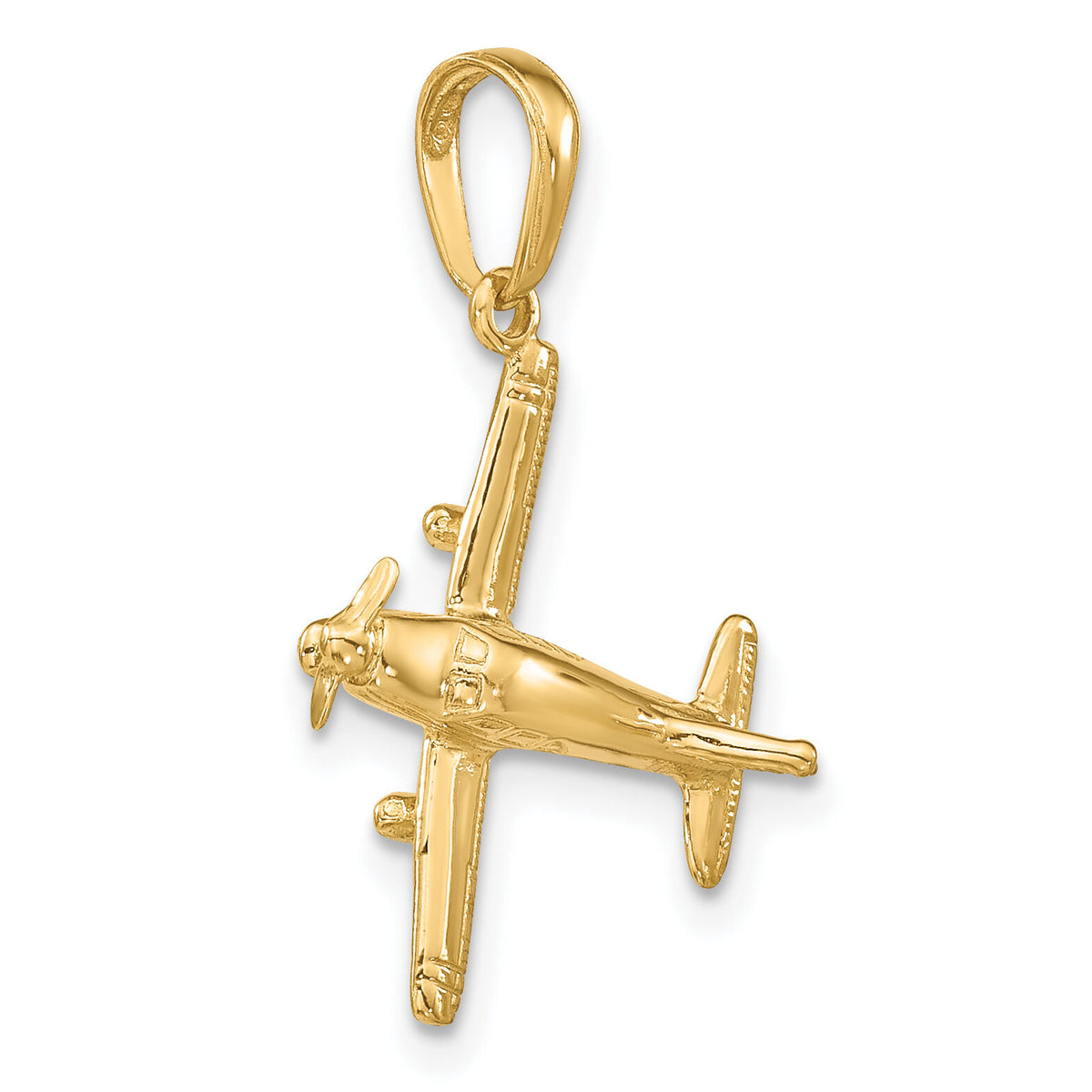 14k 3-D Low-Wing Airplane Pendant-D1225