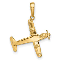 14k 3-D Low-Wing Airplane Pendant-D1225