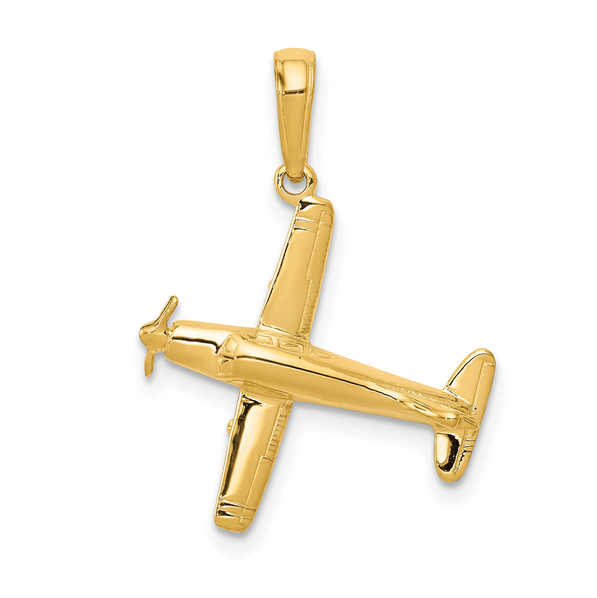 14k 3-D Low-Wing Airplane Pendant-D1225