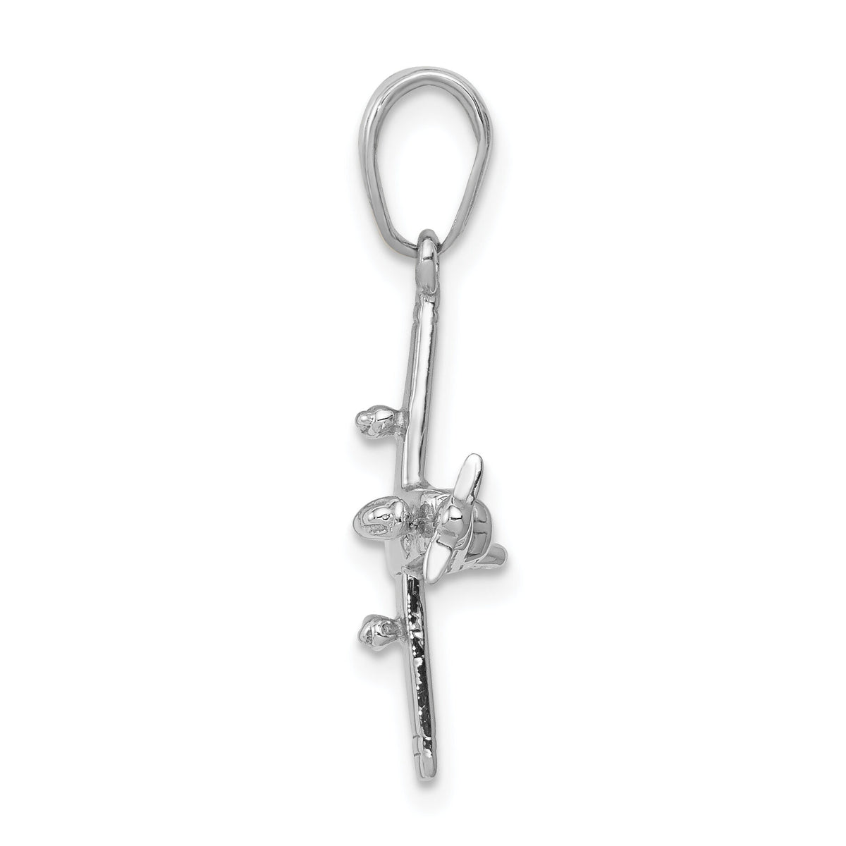 14k White Gold 3-D Low-Wing Airplane Pendant-D1225W