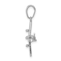 14k White Gold 3-D Low-Wing Airplane Pendant-D1225W