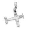 14k White Gold 3-D Low-Wing Airplane Pendant-D1225W