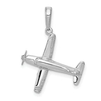 14k White Gold 3-D Low-Wing Airplane Pendant-D1225W