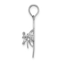 14K White Gold 3-D High Wing Airplane Charm-D1226W