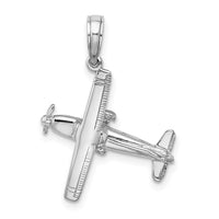 14K White Gold 3-D High Wing Airplane Charm-D1226W