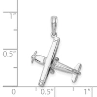 14K White Gold 3-D High Wing Airplane Charm-D1226W